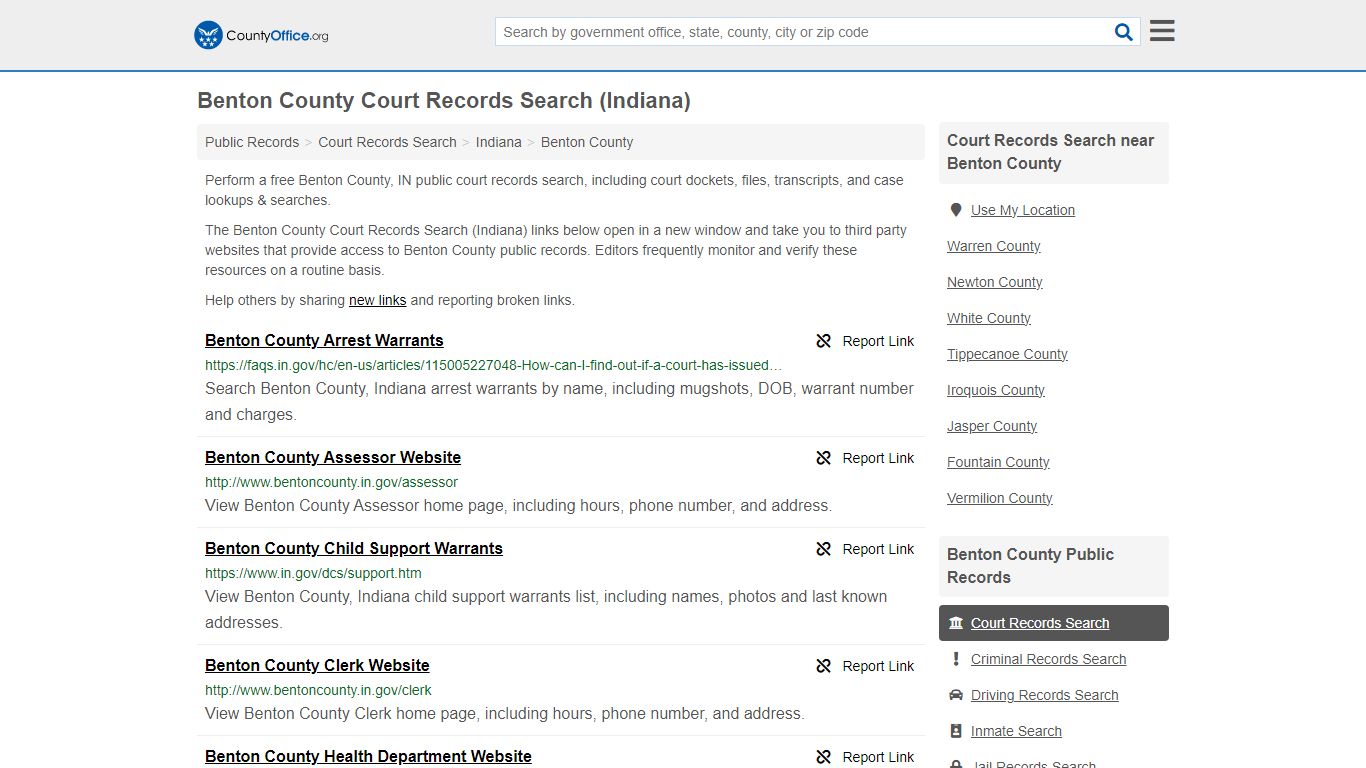 Benton County Court Records Search (Indiana) - County Office